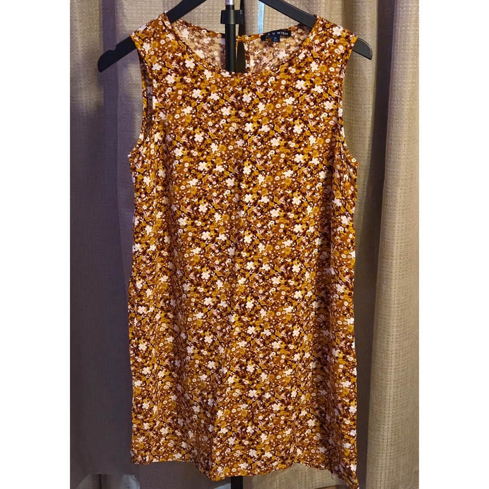 As U Wish Sleeveless Floral Print Dress Women's Size Medium Button Keyhole Back